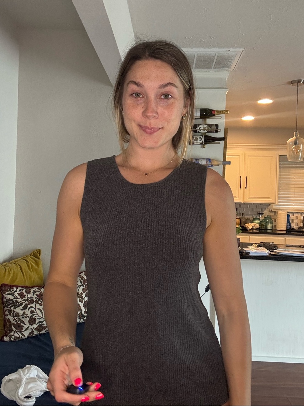 Barefoot Dreams Charcoal Ribbed Tank - Carbon Gray - Picture 2 of 7